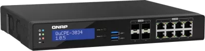 NAS sistem QNAP QuCPE-3034-C3758R-16G, Intel Atom, 16GB RAM, 8x2.5GbE, 4x10GbE, e zezë