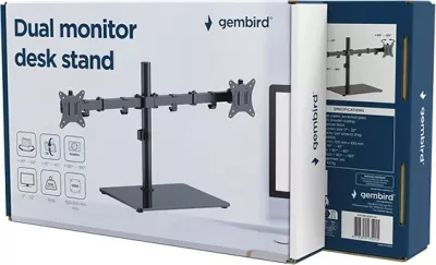 Mbajtës tavoline për dy monitorë Gembird MS-D2ST-01, 17-32 inç, i zi