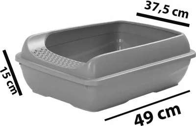 Kuti rëre për mace, plastikë, gri, Paws & Whiskers, 5098-1, 50x37x18cm, me lopatë