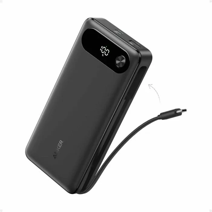 Powerbank Anker A1383H11 20000mAh 87W me kabllo USB-C të integrume, e zezë