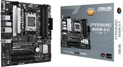 Pllakë amë ASUS PRIME B650M-A II-CSM, AM5, mATX, AMD B650, DDR5 4xDIMM, 2xM.2, 4xSATA, PCIe 5.0, 2.5GbE