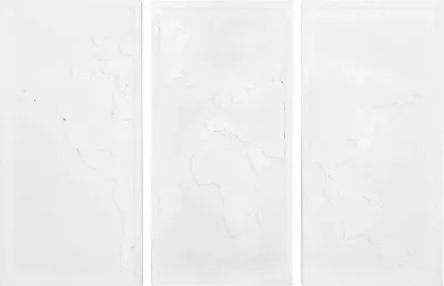 Pikturë muri 3-pjesëshe hartë botë Santorini FH4504 MDF ngjyrë e bardhë e zbehtë 180x4x120 cm