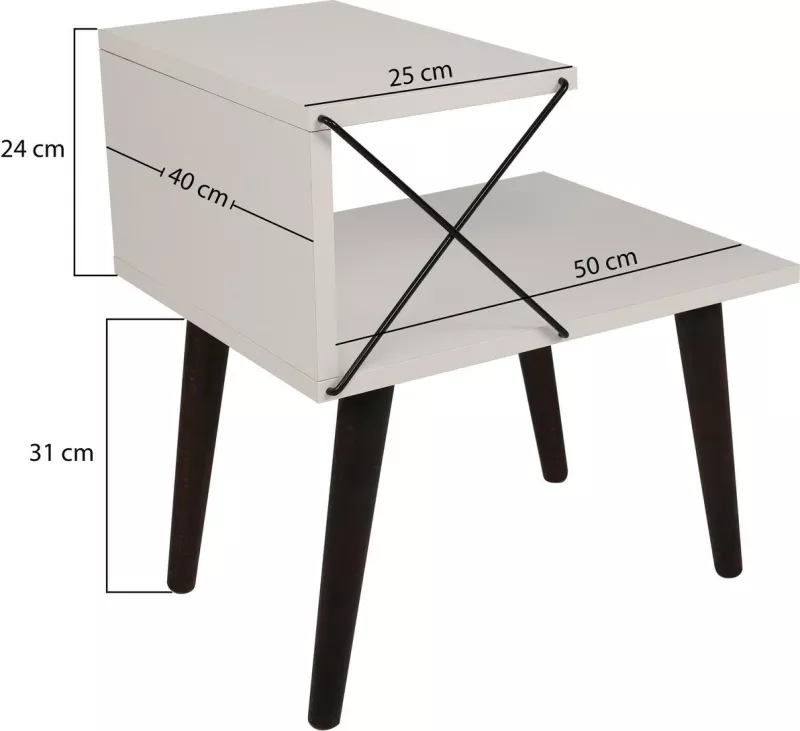 Komodin Hanah Home Cross, ngjyrë e zezë dhe travertin