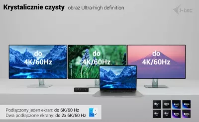Kasë i-tec Thunderbolt 5 Quattro Display Docking Station, 5x USB, 2.5G LAN, Power Delivery 140W, e zezë