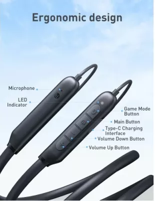 Kufje wireless TaoTronics TT-BH115 Bluetooth 5.2, driver 10 mm, bateri 250 mAh, 30+ orë, IPX5, të zeza