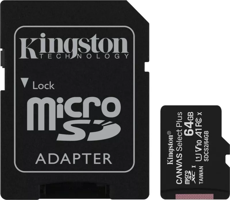 Kartë  memorie Micro SDXC  Kingston Canvas Select Plus, 64GB