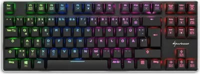 Tastierë mekanike Sharkoon PureWriter TKL RGB, Kailh Choc Low Profile Blue, DE-Layout, e zezë