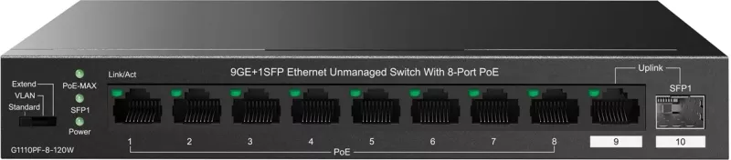 Switch Tenda TEG1110PF-8-120W, Gigabit Ethernet, PoE, i zi