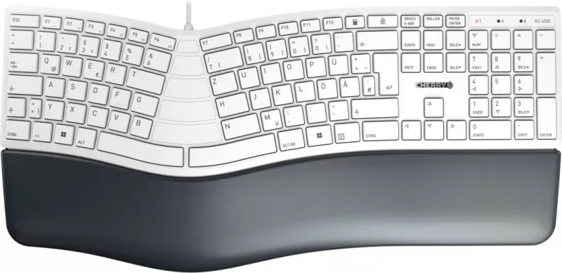 Tastierë Cherry KC 4500 ERGO, Wired, USB, QWERTZ, Bardhë