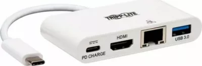Dock USB-C Tripp Lite U444-06N-H4GU-C me HDMI, LAN Fast Ethernet, USB 3.0 dhe Power Delivery, e bardhë