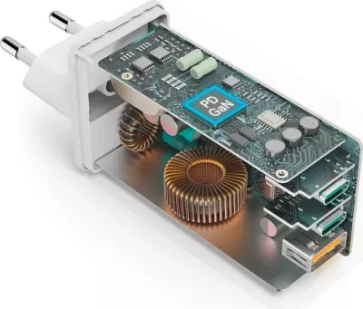 Karikues Hama mini 100W GaN PD/QC 2x USB-C, 1x USB-A bardhë