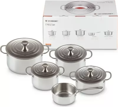 Set tenxheresh Le Creuset 3-Ply Plus, 5 pjesë, argjend