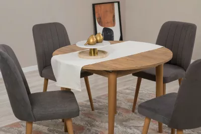Tavolinë me karrige për ngrënie, e zgjatshme, 5 copë, Skye Decor Vina 1501, ngjyrë Atlantic Pine, antracit
