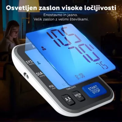 Aparat matës i tensionit të gjakut RENPHO TMB-1872, memorie 240 matje (2 përdorues), manshetë 8-16\", i bardhë, set me 4x AAA + kabllo Micro USB + çantë