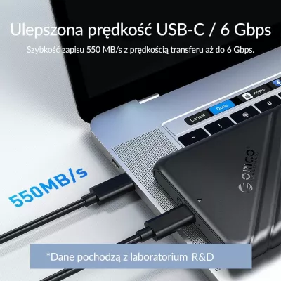Kasë ekstern për HDD/SSD 2.5" Orico 25PW1C-C3-BK-EP, USB-C 3.2 Gen 1, SATA III, 6Gbps, e zezë