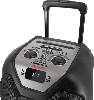 Altoparlant portativ Bluetooth Aiwa KBTUS-500, 50W RMS, 10\" woofer, karaoke me mikrofon VHF + telekomandë, i zi