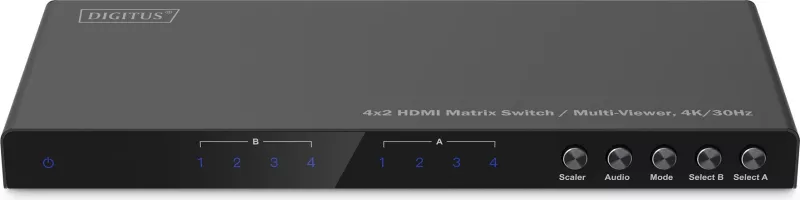Switch HDMI Digitus 4x2 Matrix, 4K/30Hz, 4 hyrje, 2 dalje, i zi
