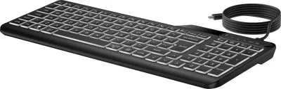 Tastierë HP 405 Multi-Device me ndriçim, me kabllo, USB Type-C, e zezë