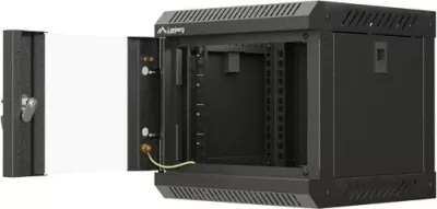 Kasë RACK LANBERG 10" 4U, e zezë, dyer xhami