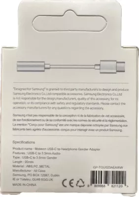 Adapter audio Samsung GP-TGU023AE DAC USB-C në 3.5mm mini jack, e bardhë