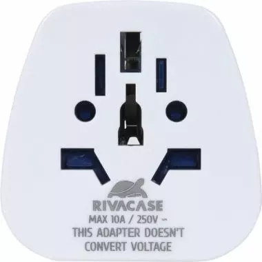 Adapter udhëtimi RIVACASE PS4100, World to EU, 2500 W, i bardhë