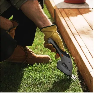 Trimmer pa kabllo 2-në-1 VONHAUS 2500259, 3.6V Li-ion, teh 10 cm + gërshërë bari 7 cm, adaptor UK/EU, gri/zi/portokalli