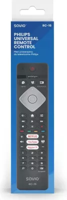 Telekomandë universale SAVIO RC-16 për Philips TV, SMART TV, e zezë