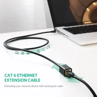 Kabllo zgjatëse Ethernet UGREEN 11279 Cat 6 RJ45 1m, e zezë, 1 copë