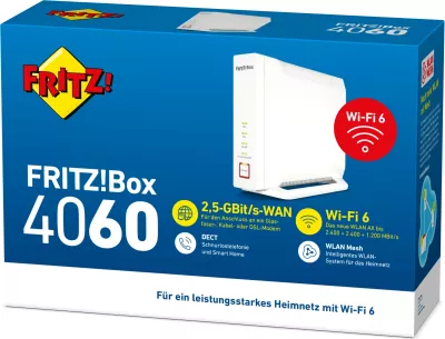Router tavoline AVM FRITZ!Box 4060, Wi-Fi 6 (802.11ax), Tri-band (2.4 GHz / 5 GHz / 5 GHz), i bardhë