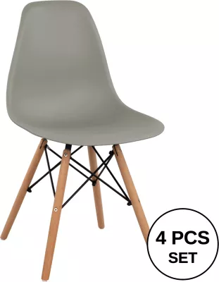 Karrige me këmbë druri dhe sedilje Twist PP Gri FH8460.10 46x50x82 cm, set prej 4 copash