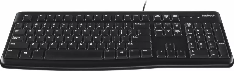 Tastierë Logitech K120 për Biznes, Full-size (100%), Wired, USB, QWERTY, E zezë