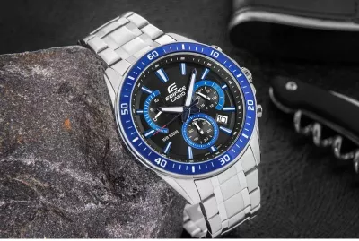 Orë dore për meshkuj Casio Edifice, argjendtë-blu