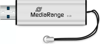 USB stick MediaRange MR914 8GB, USB 3.2, slide, zi/argjendtë