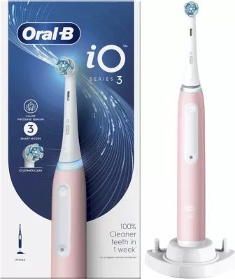 Furçë elektrike dhëmbësh Oral-B iO Series 3, 3 moda, sensor presioni, 1 kokë + karikues, rozë