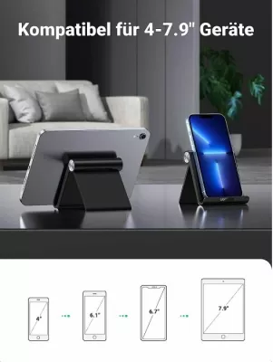 Mbajtëse telefoni UGREEN 50747, e palosshme me kënd të rregullueshëm, e zezë