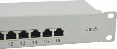 Patch panel rrjeti Equip 16-portë Cat6, 1U, rack, gri