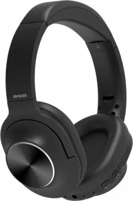 Kufje Bluetooth me ANC Aiwa HST-220BT, mbi vesh, BT 5.4, 40-50 orë, USB-C, AUX 3.5 mm, të palosshme, të zeza, set me kabllo USB-C dhe AUX