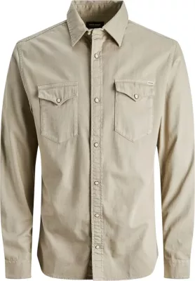Këmishë për meshkuj Jack & Jones JJESHERIDAN L/S NOOS, bezhë