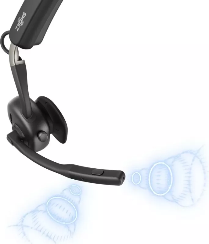 Kufje SHOKZ OpenMeet Wireless Bluetooth, Bone Conduction, për videokonferenca, E zezë