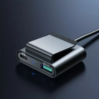 Karikues veture Joyroom JR-CL05 72W 5 porta (3x USB-A + 2x USB-C) 3A, kabllo 1.5m, e zezë