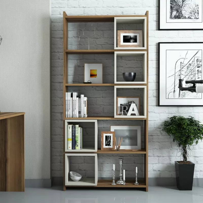 Raft librash Hanah Home, Box, ngjyrë arre dhe krem