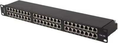 Paneli i Patch-it Lanberg PPSA-1048-B, 19" 1U kat. 6A ekranuar FTP me 48 porta, ngjyrë e zezë