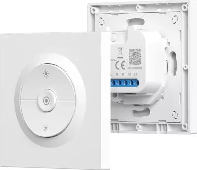 Switch/dimer muri smart Sonoff MINI-ZBDIM-E, ZigBee 3.0, rregullim ndriçimi 0-100%, matje energjie, 220-240V, 86x86mm, i bardhë