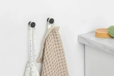 Kuke peshqiri Brabantia MINDSET MPN 303401, montim në mur, deri 2 kg, mineral grey, set 2 copë