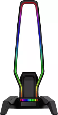 Mbajtëse kufjesh Marvo HZ-10 RGB, 3x USB 2.0, audio jack, e zezë