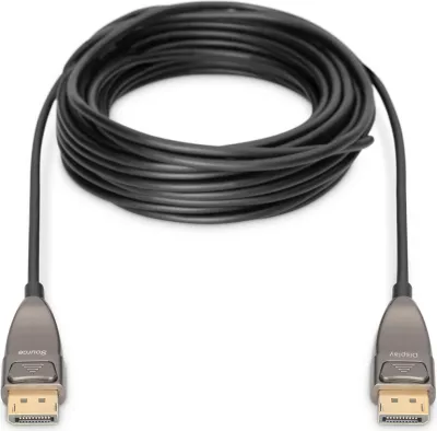 Kabllo DisplayPort DIGITUS, 20 m, UHD 8K, E zezë