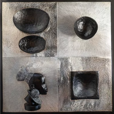 Enë dekorative CURVE, alumin i zi, 16x16x8 cm
