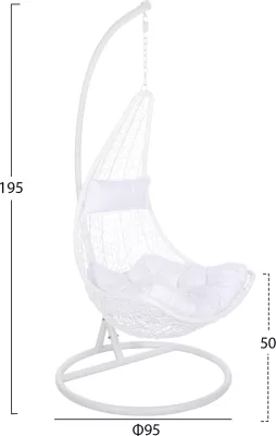 Fole varëse MILLIE FH5996.03 metal-sintetik ratan & jastëkë në të bardhë Φ95x195Hcm