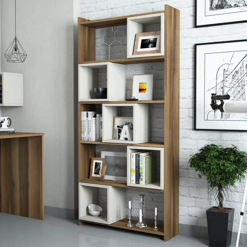 Raft librash Hanah Home, Box, ngjyrë arre dhe krem