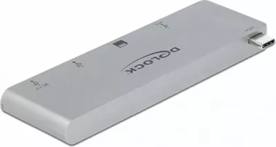 USB-C hub DeLOCK 64078, 2x USB-A + 1x USB-C, lexues SD/microSD, USB PD, gri